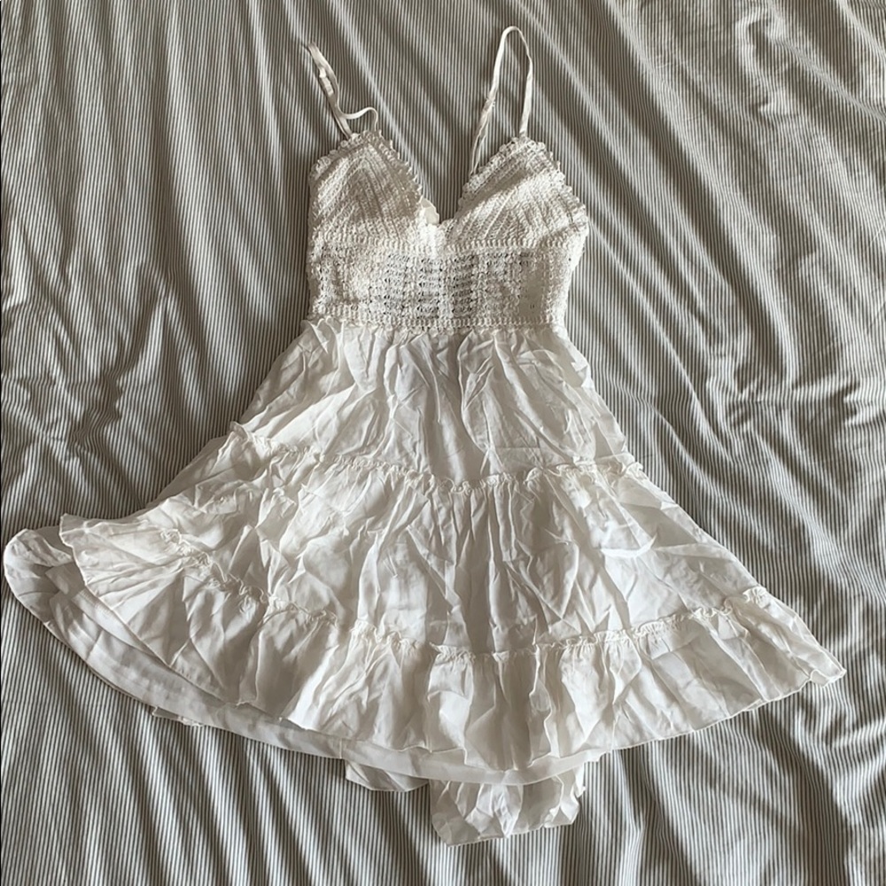 Crochet ruched mini dress
